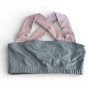 Year of Ours Blue and Purple Thermal Bralette NEW crisscross stretch lined small